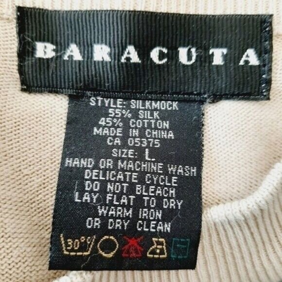 BARACUTA Silk Cotton Blend Fine Knit Sweater Pullover Top Sz L - Picture 9 of 9